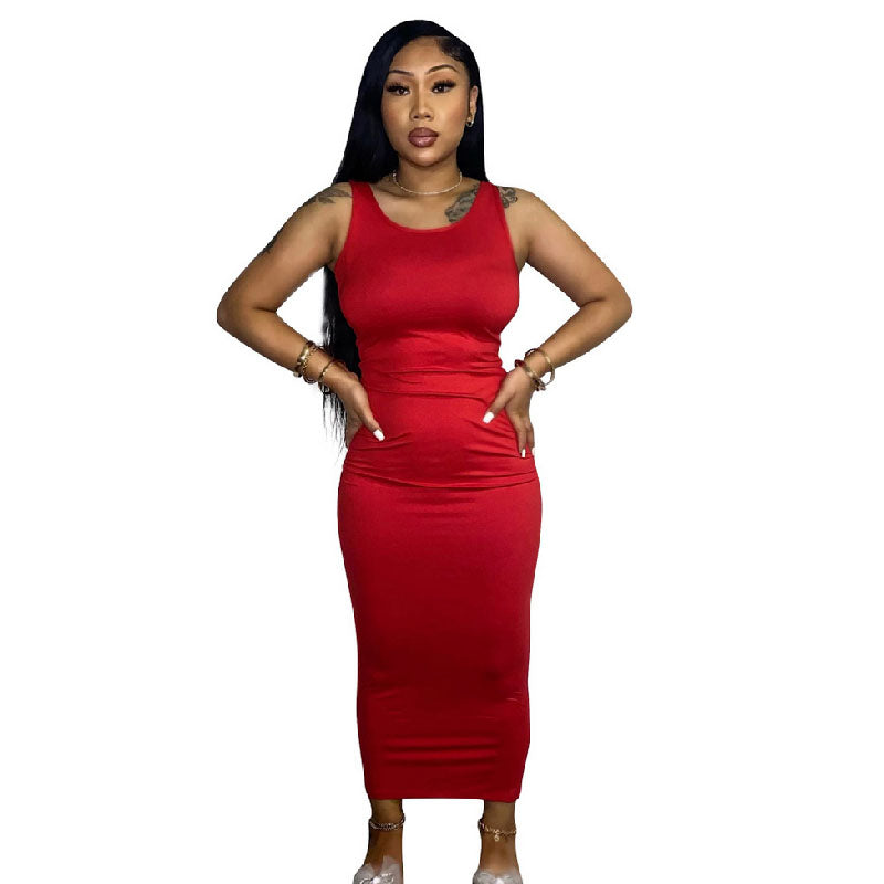 Women's Popular Solid Color Slim Dress L185