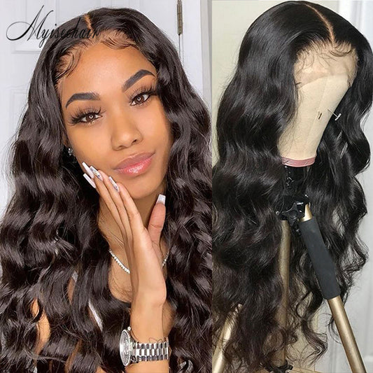 Pre-Plucked Natural Hairline Virgin Peruvian Hair Big Wavy 360 Lace Front Wigs ISEE71