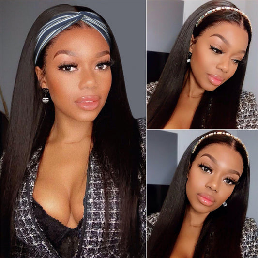 Straight Headband Wigs No Glue  Best Virgin Human Hair ISEE102