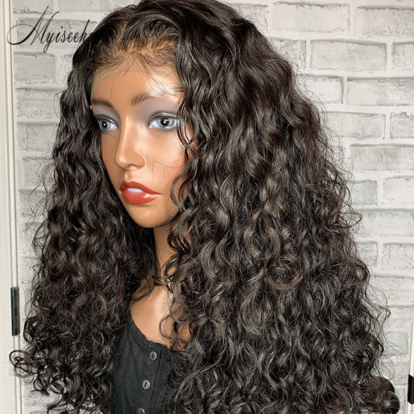 MYISEEHAIR Deep Wave Virgin Human Hair Pre-Plucked 360 Lace Wigs ISEE72