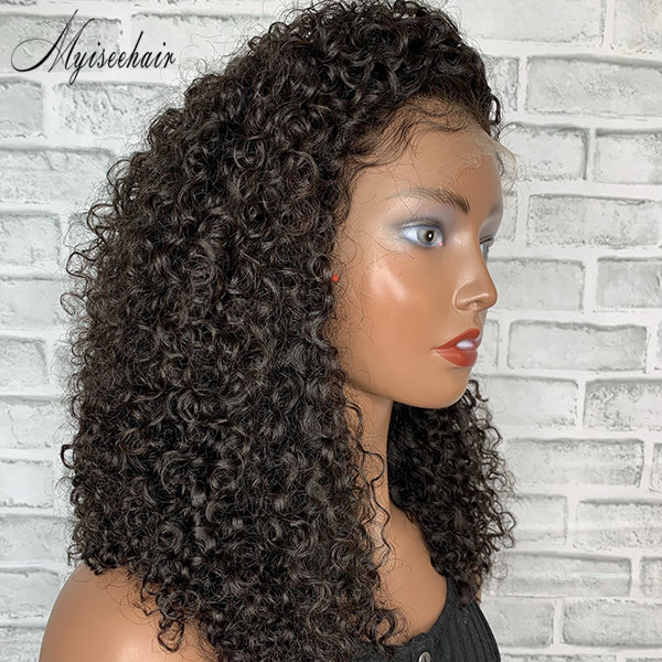 Glueless Full Lace Wig Kinky Curly 100% Virgin Human Hair  ISEE73
