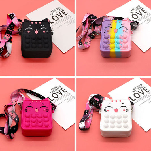 Children's Cat Press Shoulder Bag Silicone Messenger Bag L205