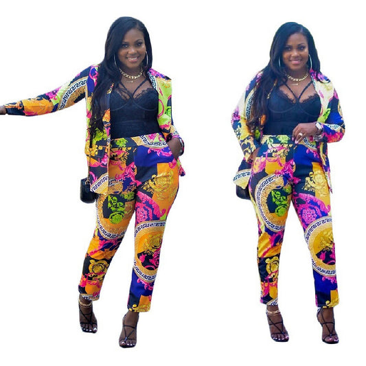 Fashion Casual Suit Retro Commuter Autumn Design Two Piece L172