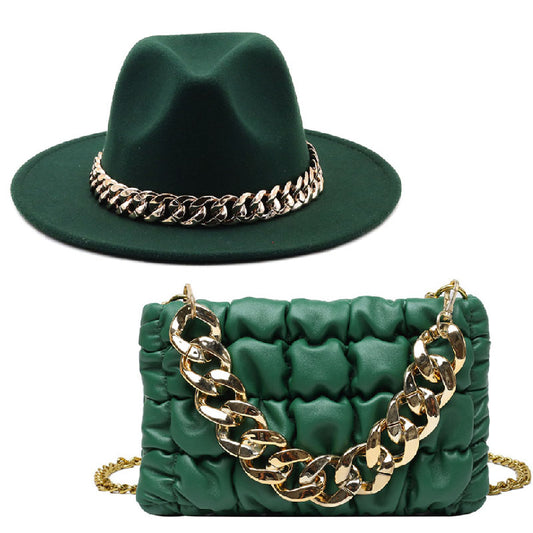 Jazz Topper Big Brim Hat Chain Bag L165