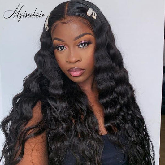 MYISEEHAIR Deep Wave 100% Human Hair Lace Front Wig With Fake Scalp ISEE41