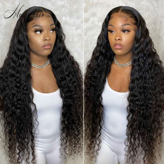 MYISEEHAIR OLIVIA LONG CURLY WIG 360 LACE HUMAN HAIR NATURAL COLOR WITH BLEACHED KNOTS
