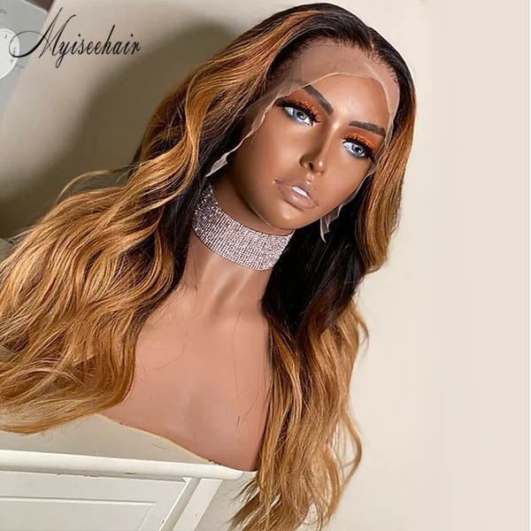 MYISEEHAIR OMBRE COLOR WAVY 360 LACE WIG VIRGIN HUMAN HAIR ISEE21