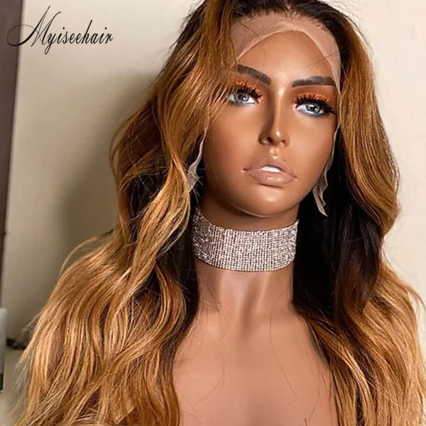 MYISEEHAIR OMBRE COLOR WAVY 360 LACE WIG VIRGIN HUMAN HAIR ISEE21
