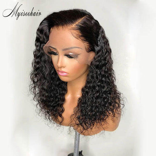 MYISEEHAIR SIDE PART SHROT CURLY WIG 150% DENSITY 360 FRONTAL WIG ISEE56