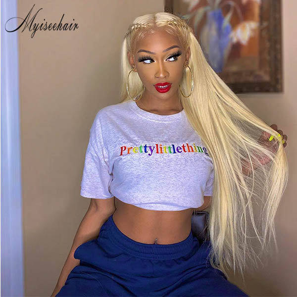 MYISEEHAIR STRAIGHT BLONDE #613 COLOR TRANSPARENT LACE LACE FRONT WIG ISEE64 