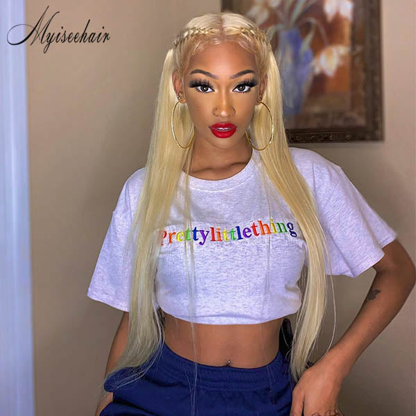 MYISEEHAIR STRAIGHT BLONDE #613 COLOR TRANSPARENT LACE LACE FRONT WIG ISEE64 