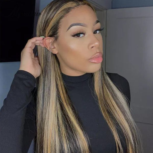 Myiseehair HD Lace Highlight Straight 136 Lace Front Wig Pre plucked Hairline ISEE38