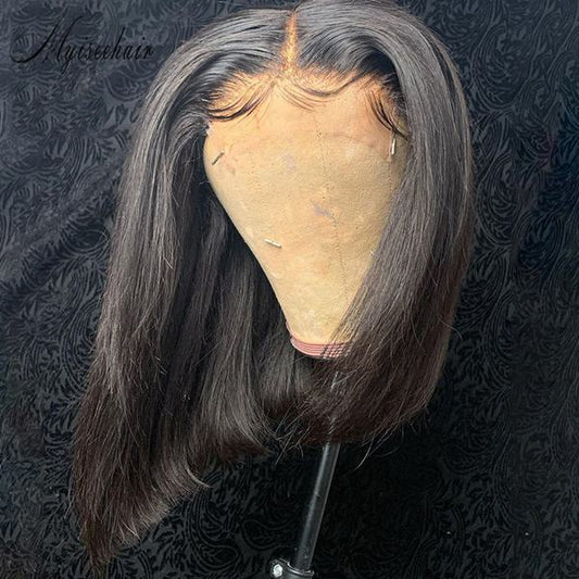 MYISEEHAIR PRE BLEACHED KNOTS BOB WIG VIRGIN HUMAN HAIR 13X6 FRONTAL WIG ISEE16