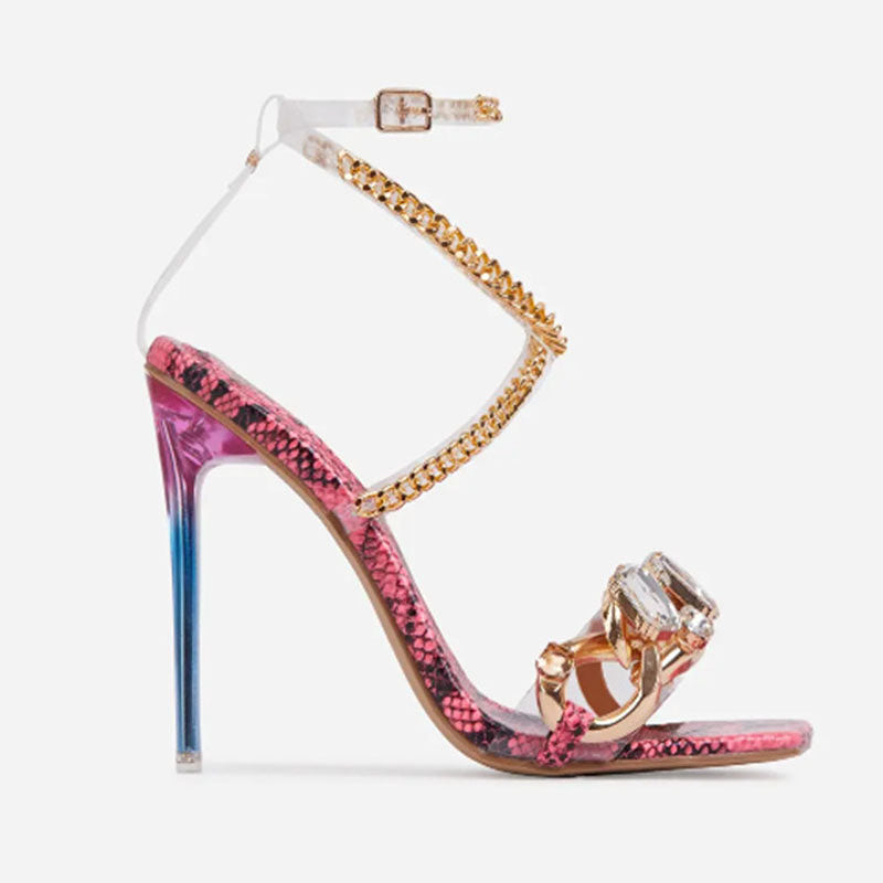 Women's Roman Style Rhinestone Stiletto High Heel Sandals L157